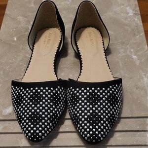 Black and Silver D'Orsay Flats with Pointed Toe Size 8 1/2 M All Man Made M